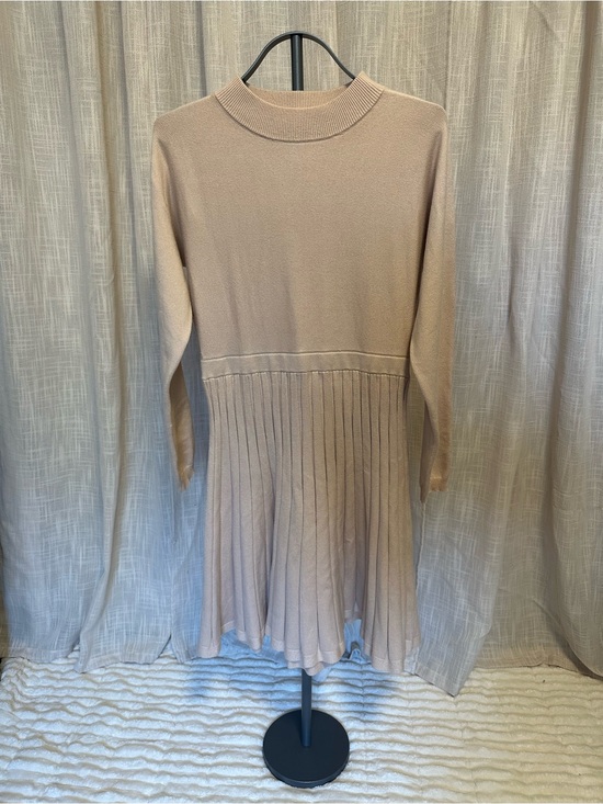 Umimi Dresses & Skirts - Umimi Ribbed Knit Beige Sweater Dress